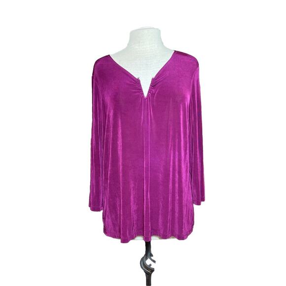 CITIKNIT Women’s Size 1X Acetate Spandex Top Burgundy Plum - Picture 4 of 9
